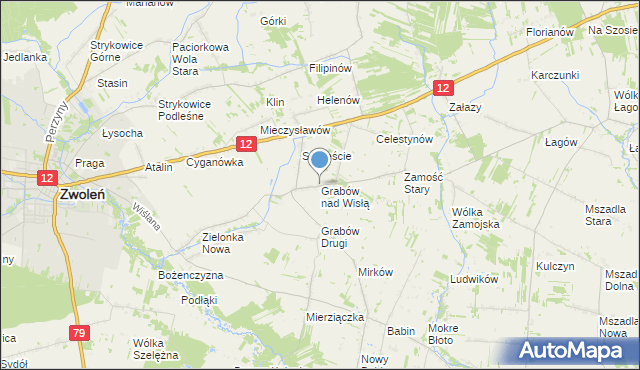 mapa Grabów nad Wisłą, Grabów nad Wisłą na mapie Targeo